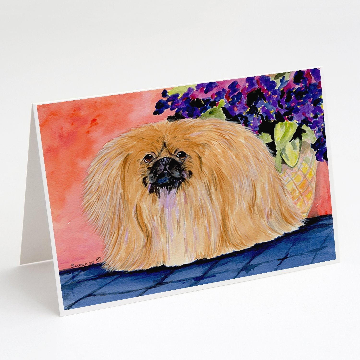Pekingese Greeting Cards Pack of 8 Blank Cards with Envelopes Whimsical A7 Size 5x7