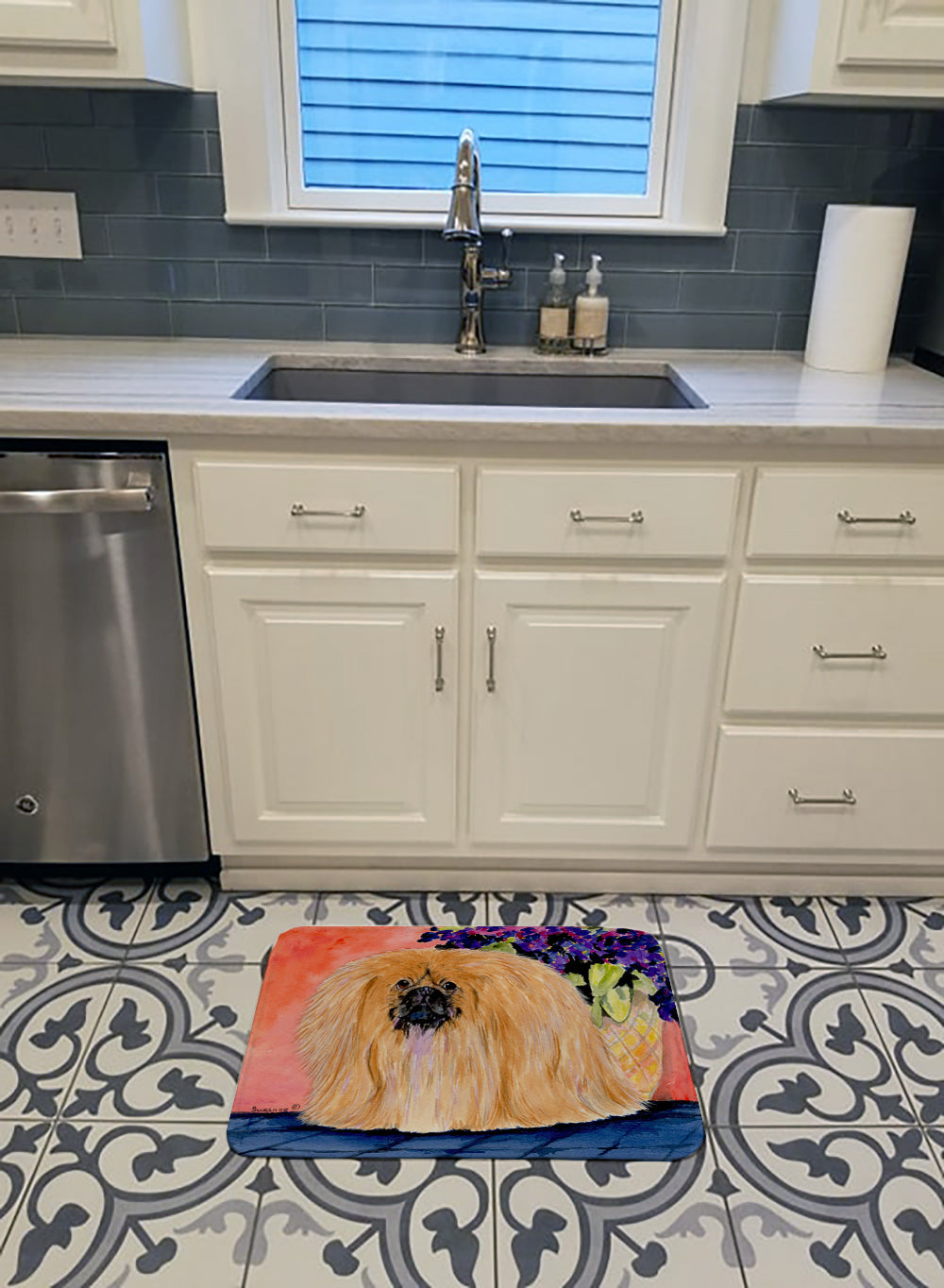 Pekingese Memory Foam Kitchen Mat Machine Washable Anti-Fatigue Cushion Comfort Bath or Kitchen Rug