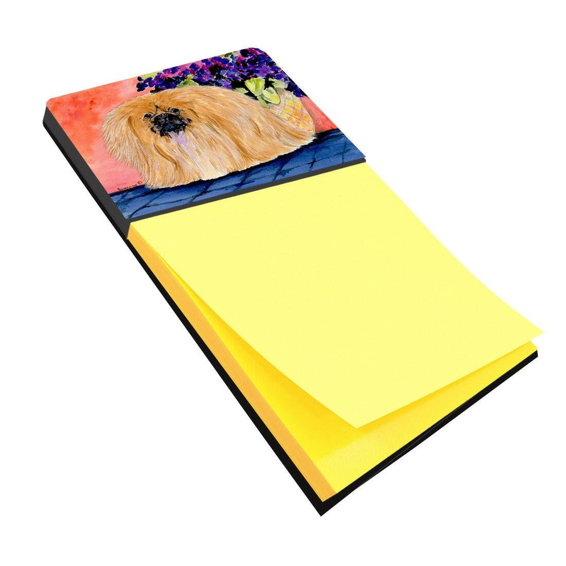 Pekingese Watercolor Sticky Note Holder Refillable Dispenser Desk Accessory 3x3 Pad Gift