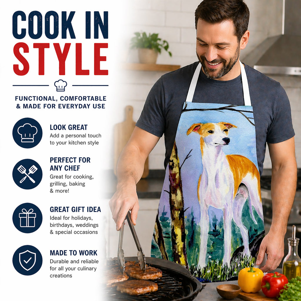 Whippet Apron Cooking Kitchen Server Baking Crafts Gardening for Adult Women Men, Unisex, Large, Multicolor