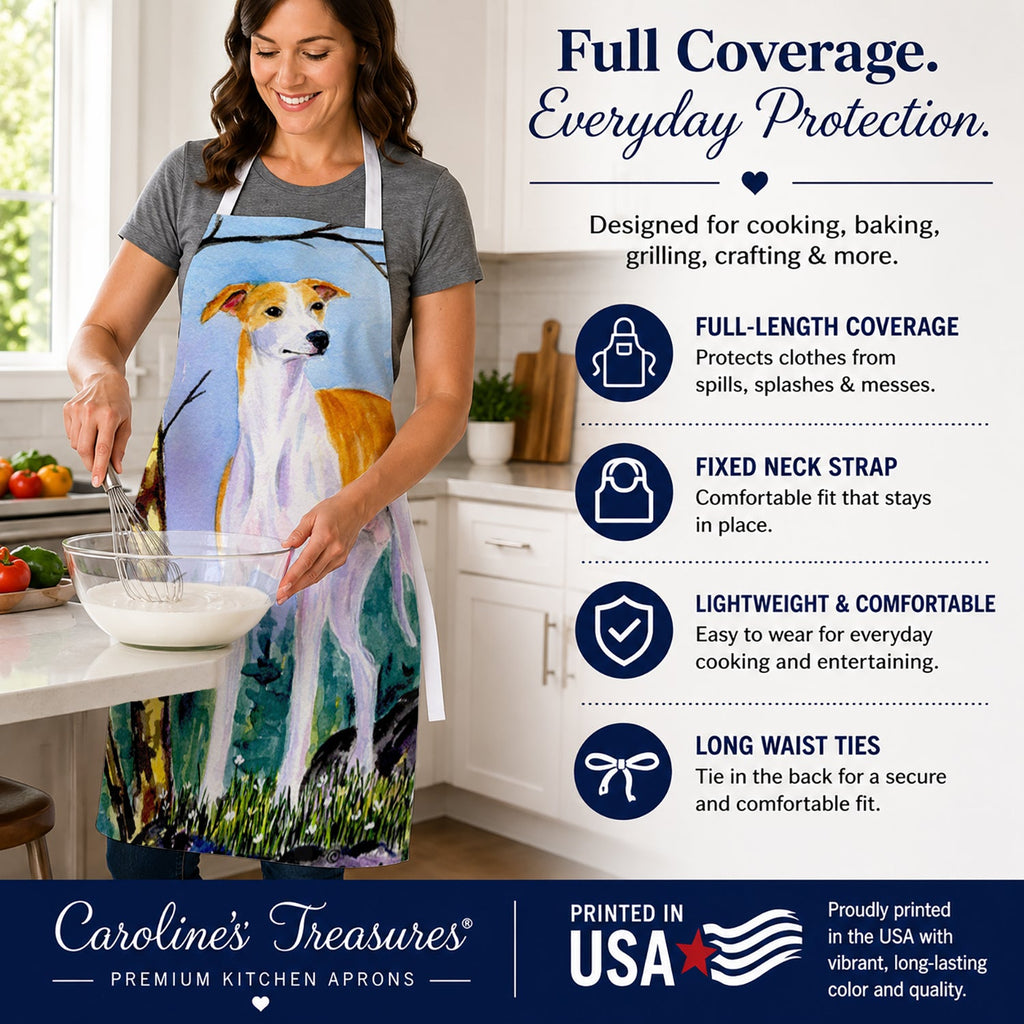 Whippet Apron Cooking Kitchen Server Baking Crafts Gardening for Adult Women Men, Unisex, Large, Multicolor