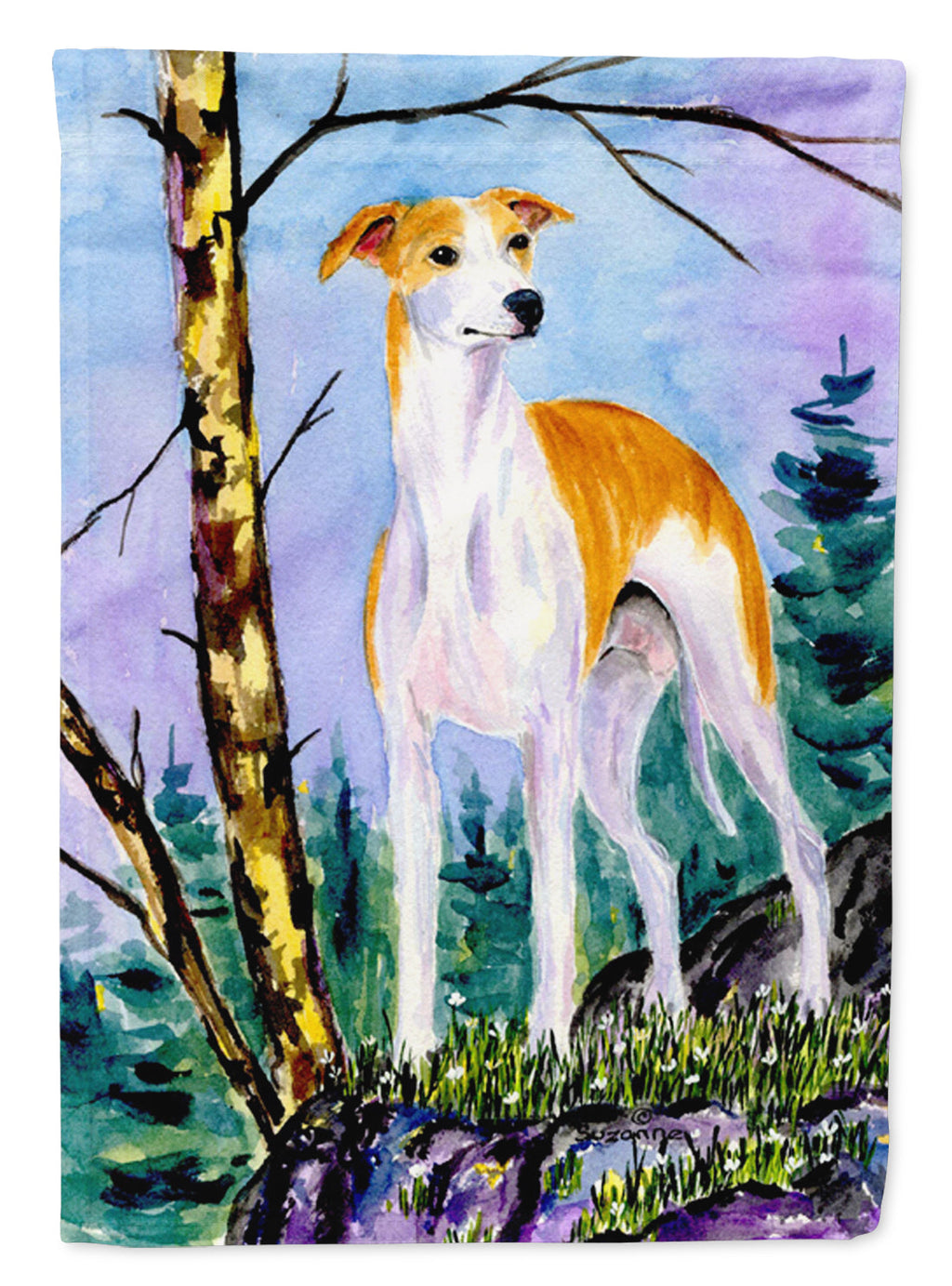 Whippet House Flag 28x40 Porch Sleeve Pole Decorative Outside Yard Banner Artwork Wall Hanging, Polyester