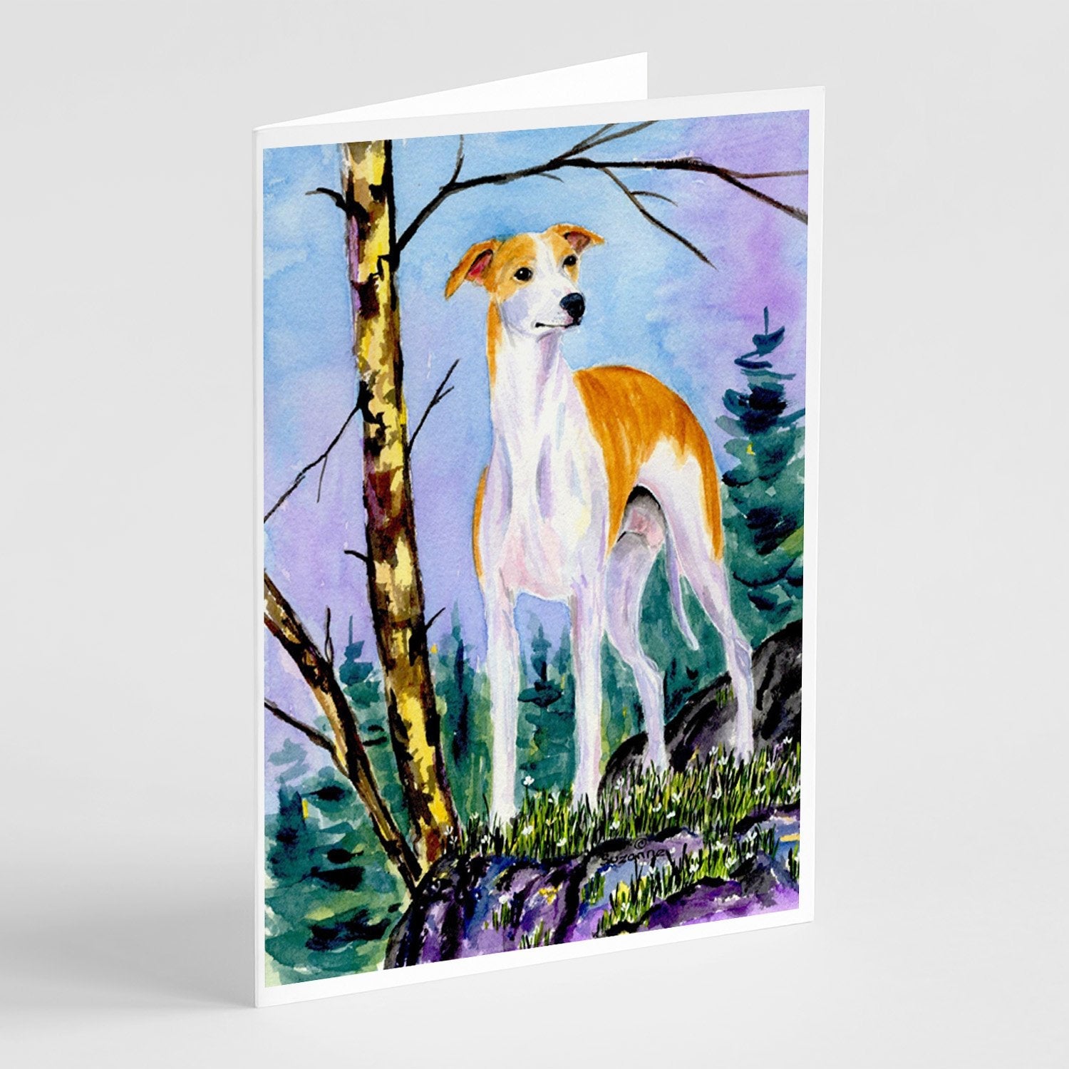 Whippet Greeting Cards Pack of 8 Blank Cards with Envelopes Whimsical A7 Size 5x7