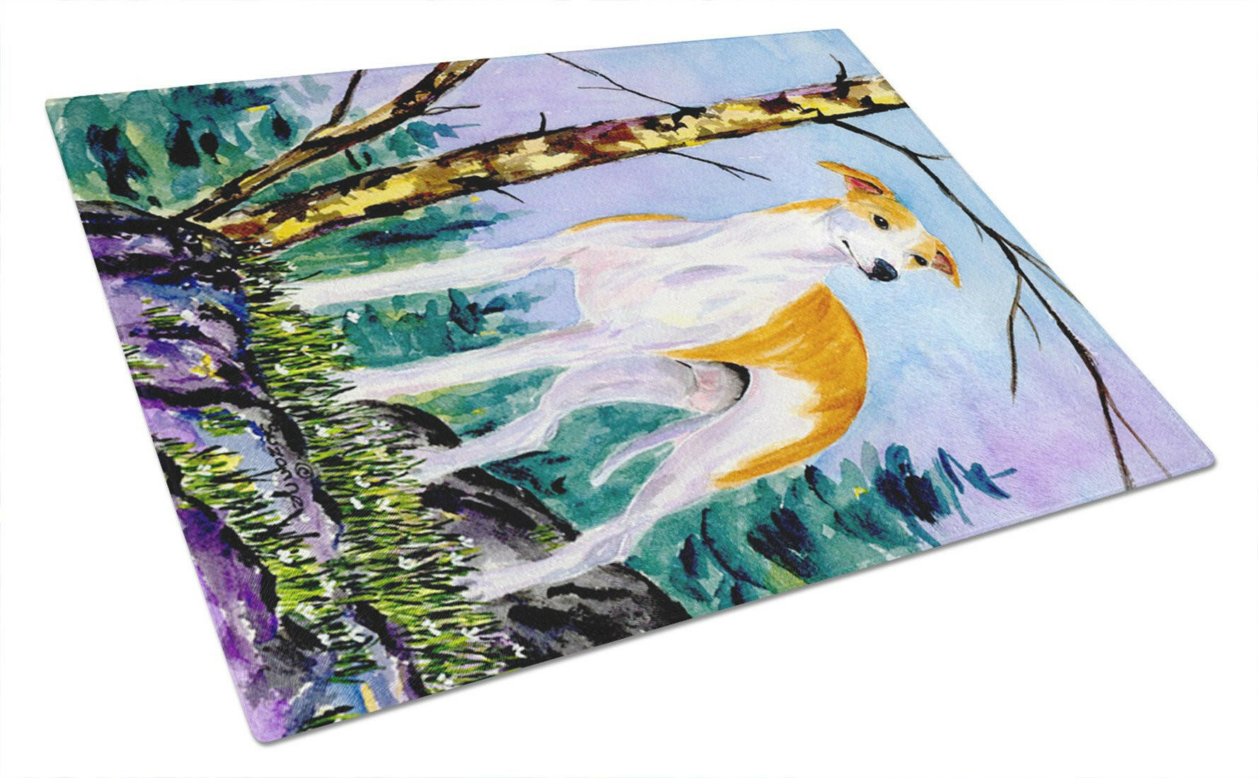 Whippet Cutting Board Tempered Glass Kitchen Cutting Surface, Heat Resistant Chopping, Non-Slip Feet, Food Prep & Serving