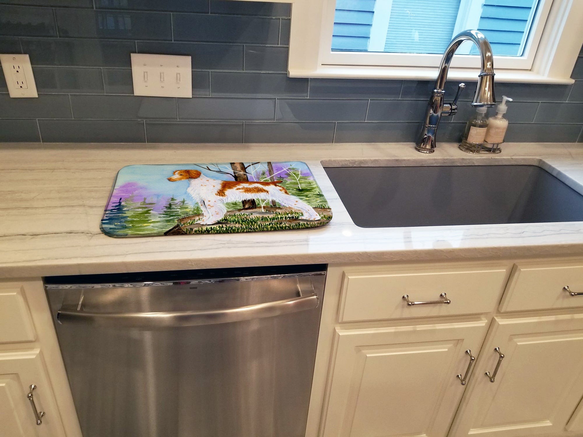 Setter Dish Drying Mat Absorbent Dish Drying Mat Pad for Kitchen Counter Dish Drainer Mat for Countertop, 14 x 21", Multicolor