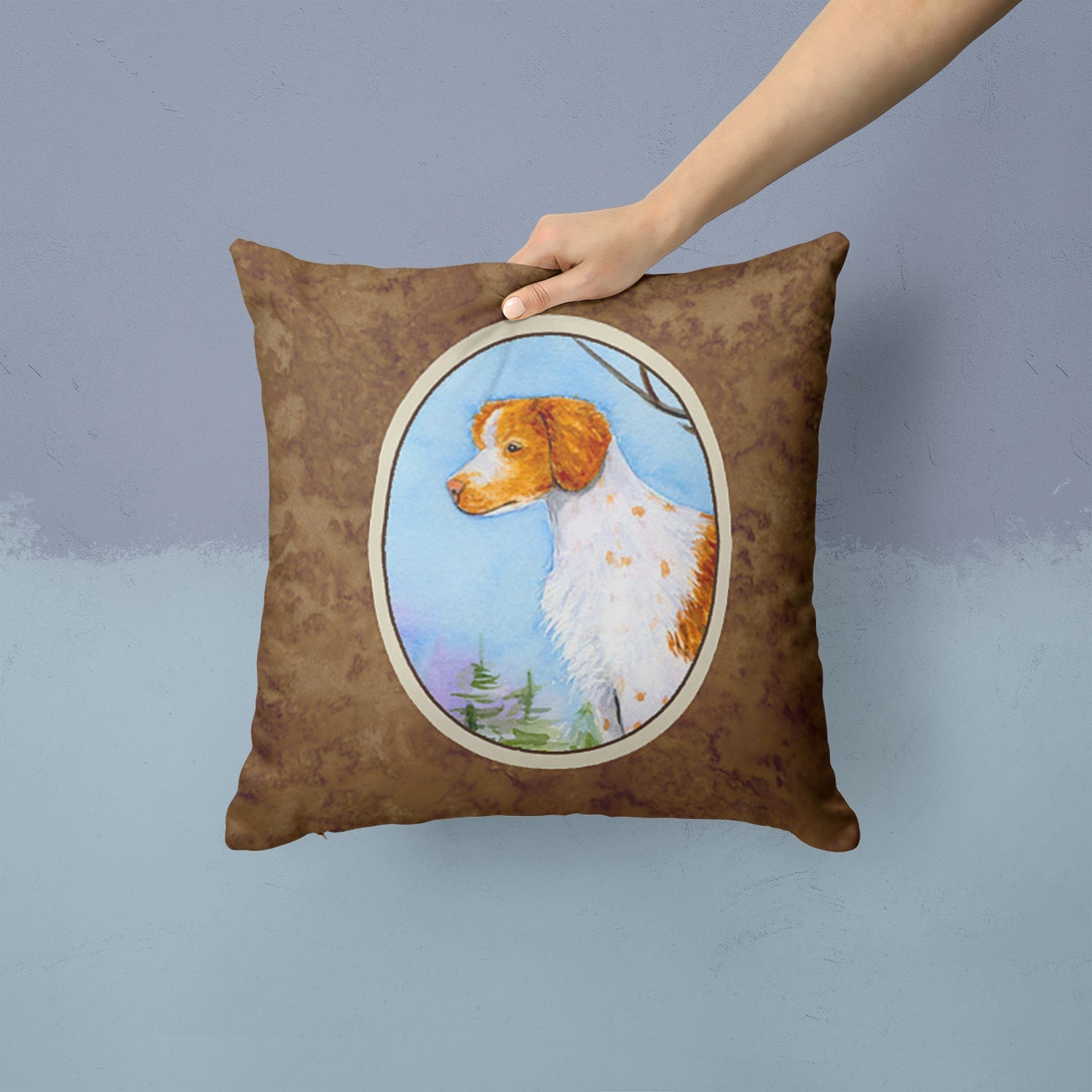 Setter Decorative Throw Pillow 14x14 Indoor Outdoor Accent Cushion, Fabric Cover with Insert for Sofa, Bed, Porch & Living Room