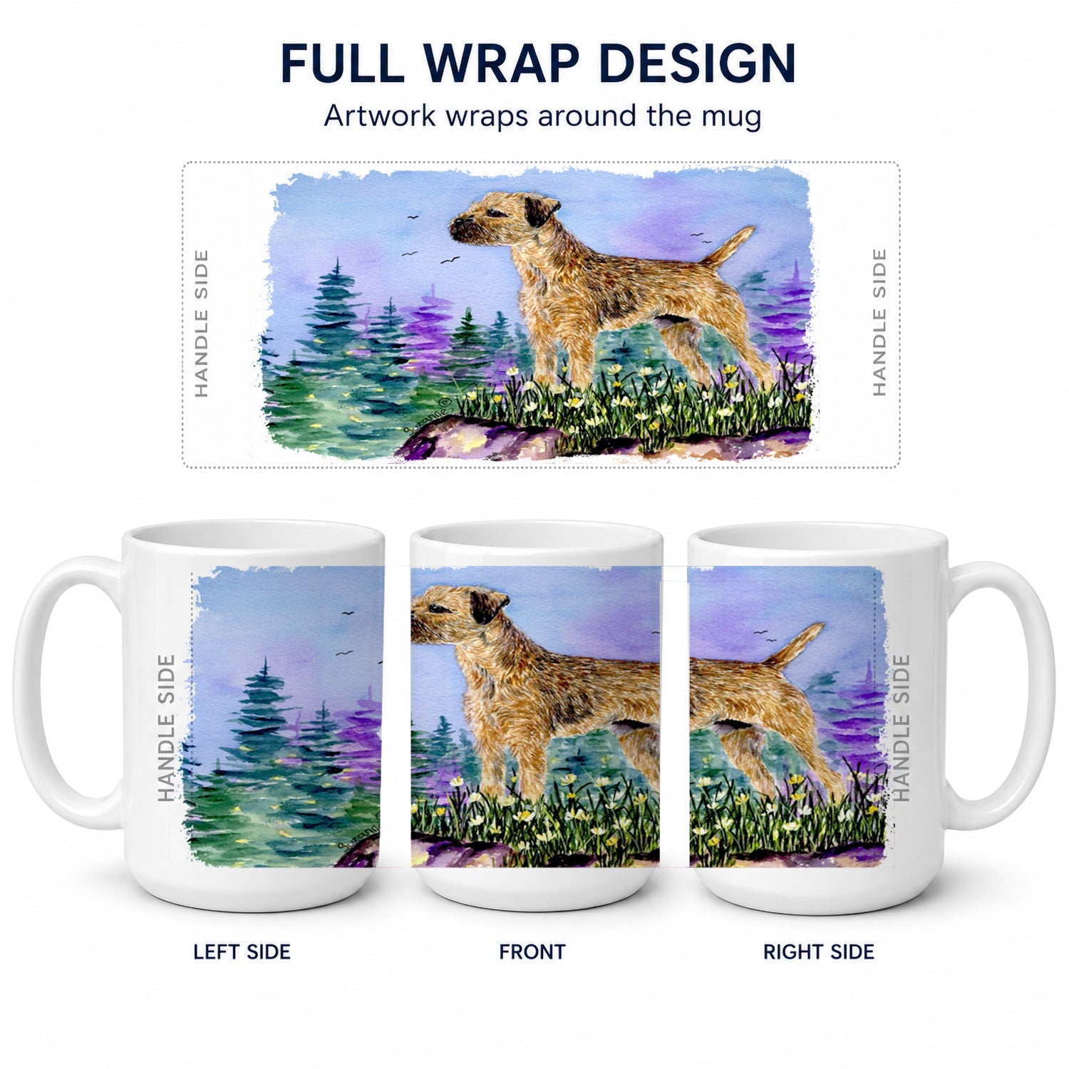 Border Terrier Ceramic Coffee Mug 15 oz Decorative Large C Handle Mug Cup for Tea, Cocoa Hot Chocolate