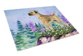 Border Terrier Cutting Board Tempered Glass Kitchen Cutting Surface, Heat Resistant Chopping, Non-Slip Feet, Food Prep & Serving