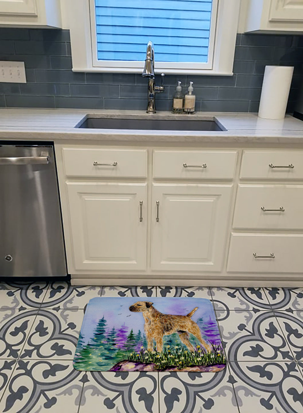 Border Terrier Memory Foam Kitchen Mat Machine Washable Anti-Fatigue Cushion Comfort Bath or Kitchen Rug