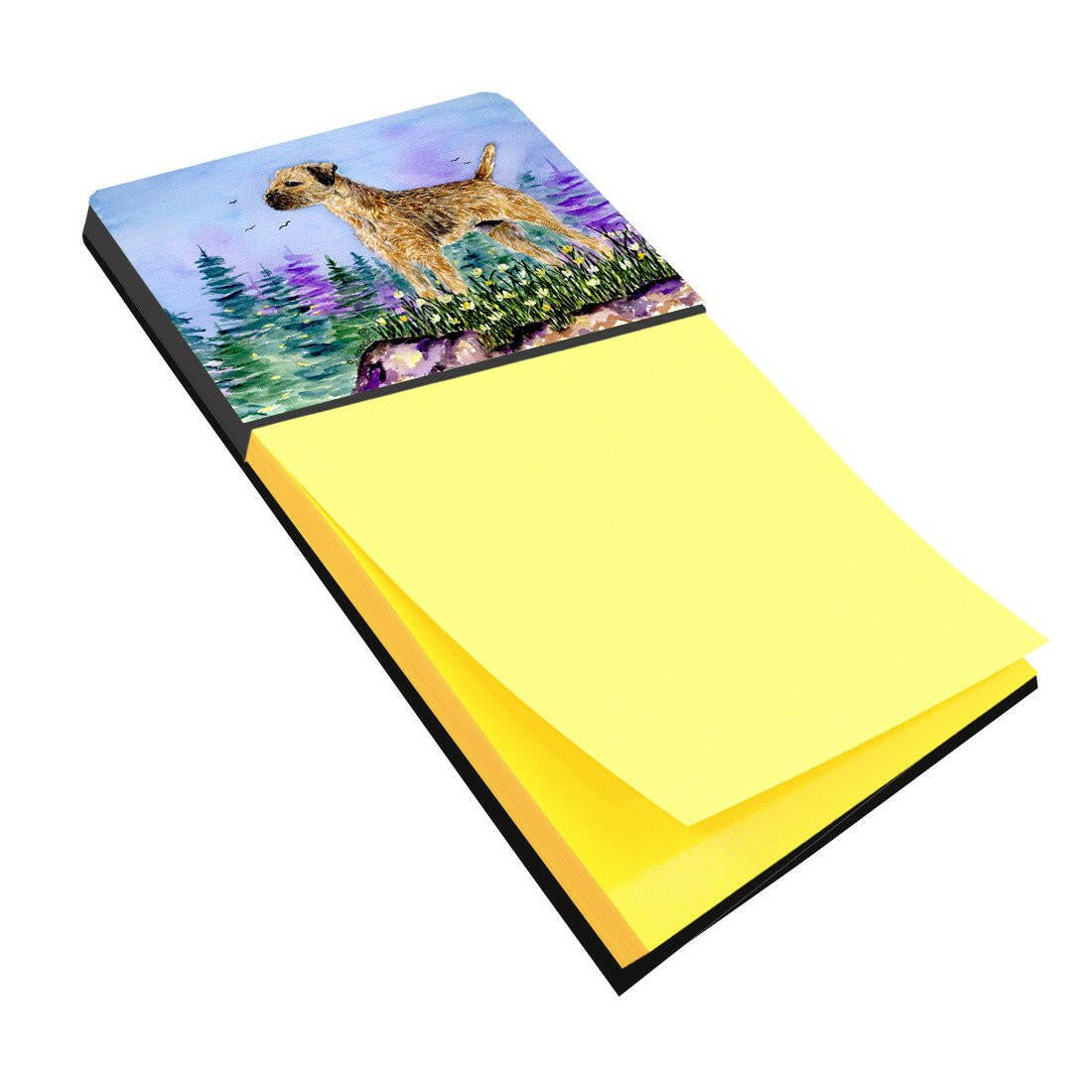 Border Terrier Watercolor Sticky Note Holder Refillable Dispenser Desk Accessory 3x3 Pad Gift