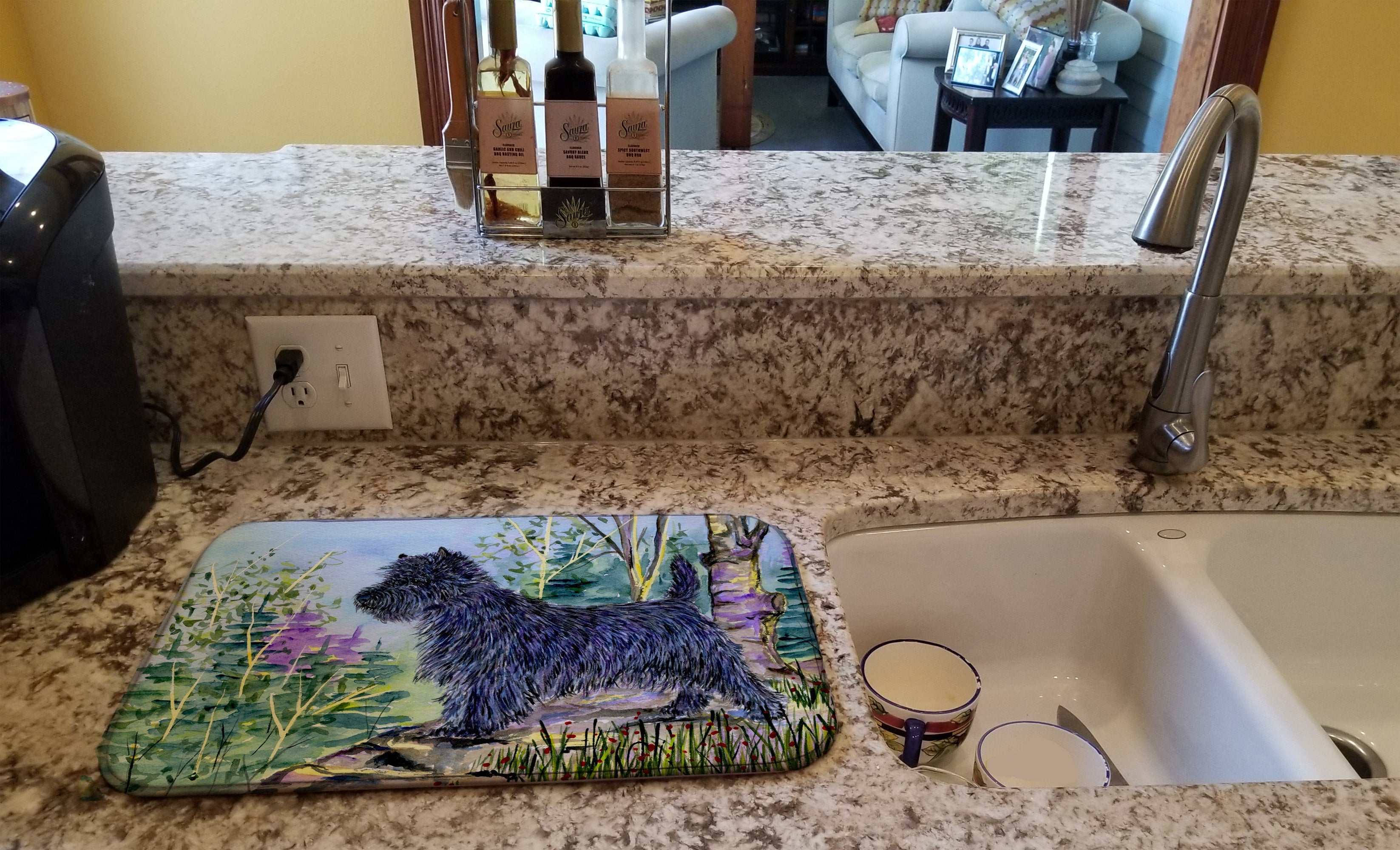 Cairn Terrier Dish Drying Mat Absorbent Dish Drying Mat Pad for Kitchen Counter Dish Drainer Mat for Countertop, 14 x 21", Multicolor