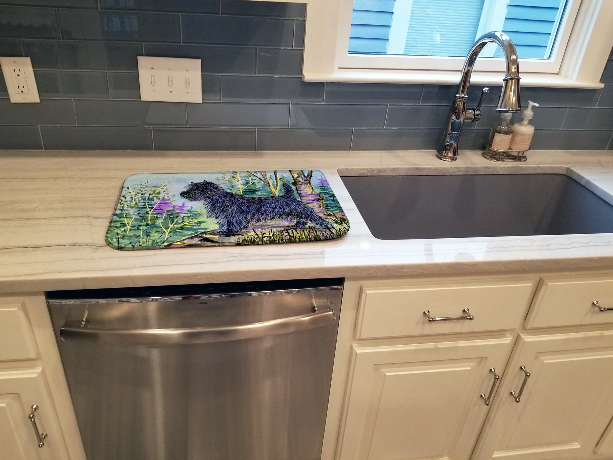 Cairn Terrier Dish Drying Mat Absorbent Dish Drying Mat Pad for Kitchen Counter Dish Drainer Mat for Countertop, 14 x 21", Multicolor