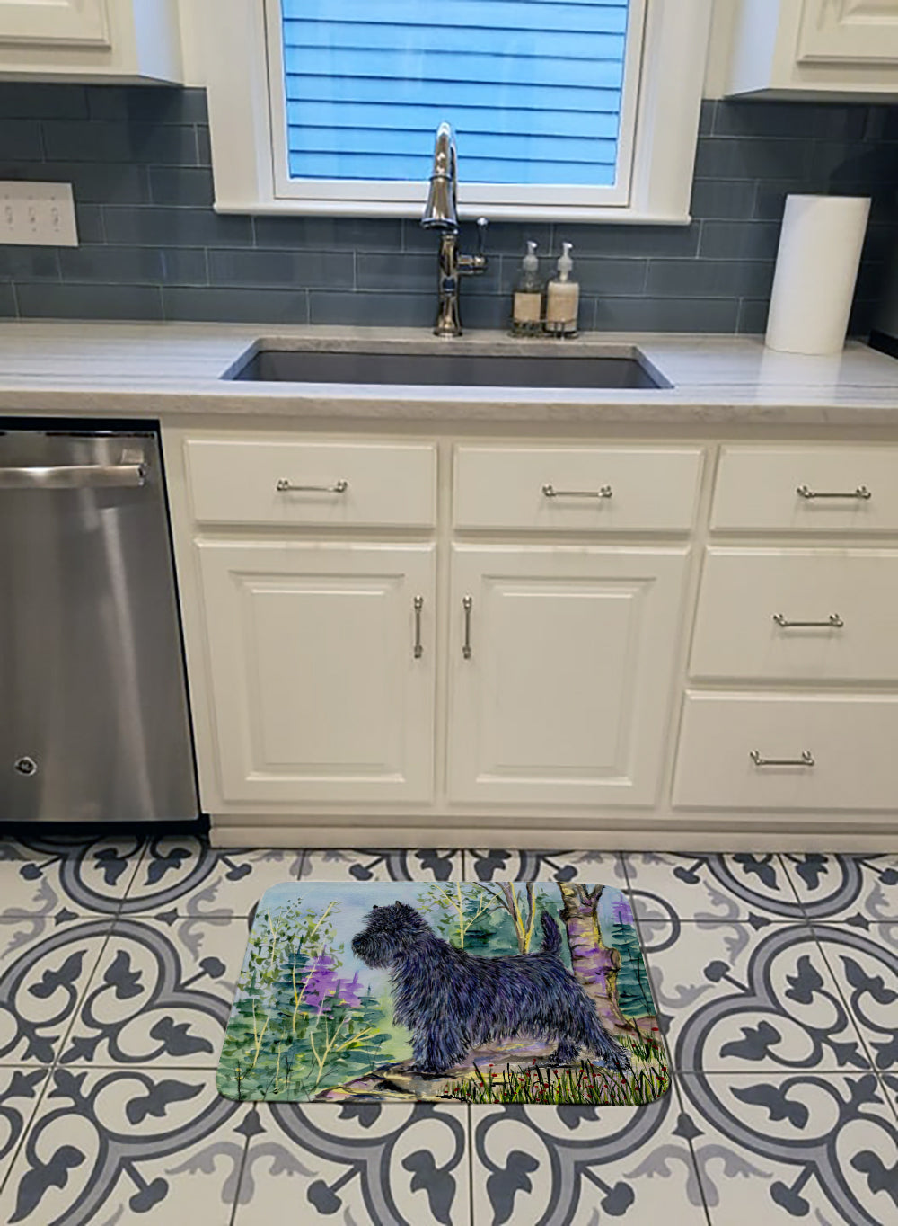 Cairn Terrier Memory Foam Kitchen Mat Machine Washable Anti-Fatigue Cushion Comfort Bath or Kitchen Rug
