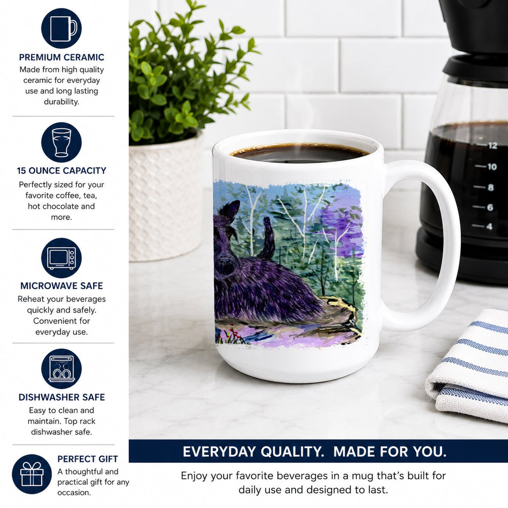 Scottish Terrier Ceramic Coffee Mug 15 oz Decorative Large C Handle Mug Cup for Tea, Cocoa Hot Chocolate