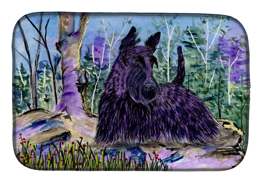Scottish Terrier Dish Drying Mat Absorbent Dish Drying Mat Pad for Kitchen Counter Dish Drainer Mat for Countertop, 14 x 21", Multicolor