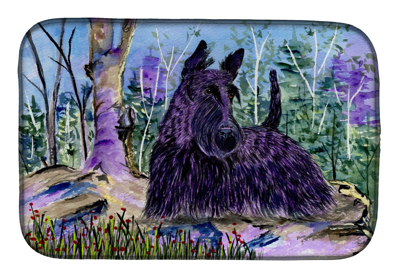 Scottish Terrier Dish Drying Mat Absorbent Dish Drying Mat Pad for Kitchen Counter Dish Drainer Mat for Countertop, 14 x 21", Multicolor