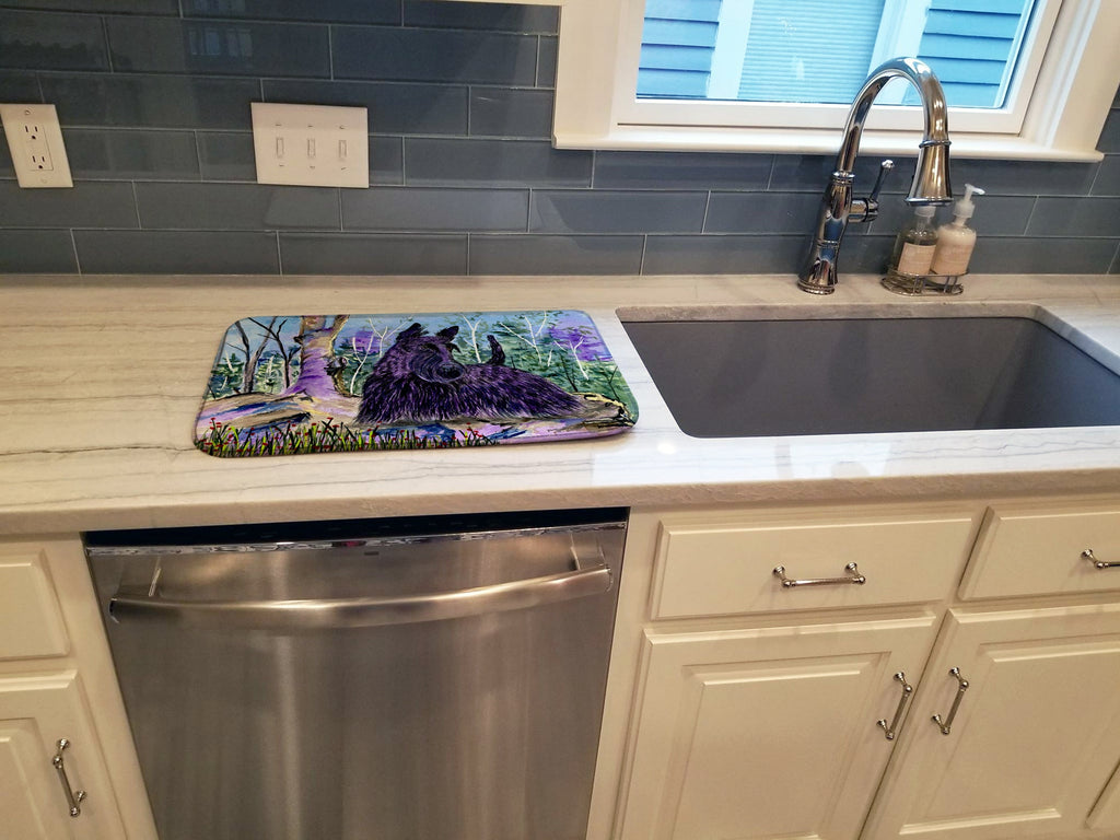 Scottish Terrier Dish Drying Mat Absorbent Dish Drying Mat Pad for Kitchen Counter Dish Drainer Mat for Countertop, 14 x 21", Multicolor