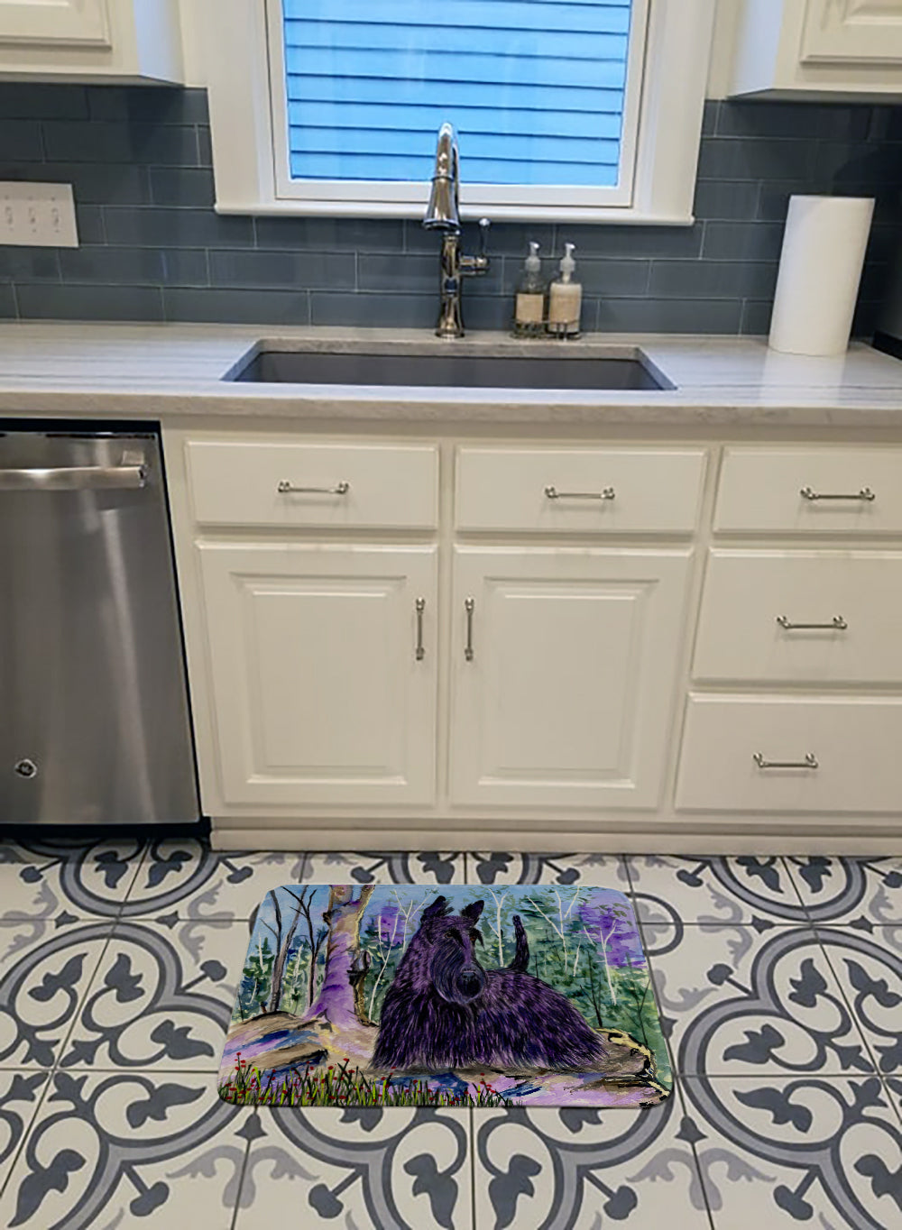 Scottish Terrier Memory Foam Kitchen Mat Machine Washable Anti-Fatigue Cushion Comfort Bath or Kitchen Rug