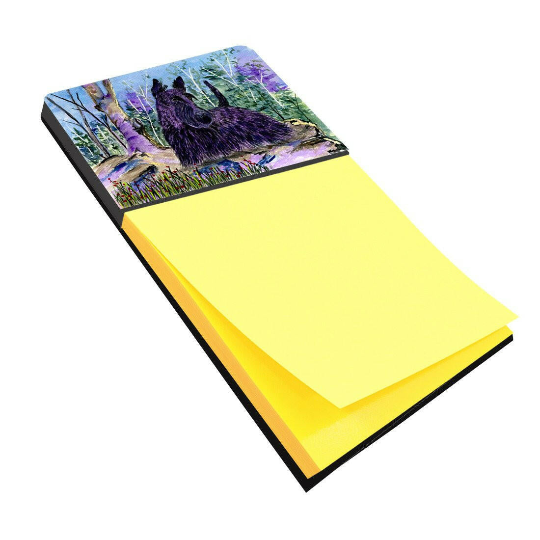 Scottish Terrier Watercolor Sticky Note Holder Refillable Dispenser Desk Accessory 3x3 Pad Gift