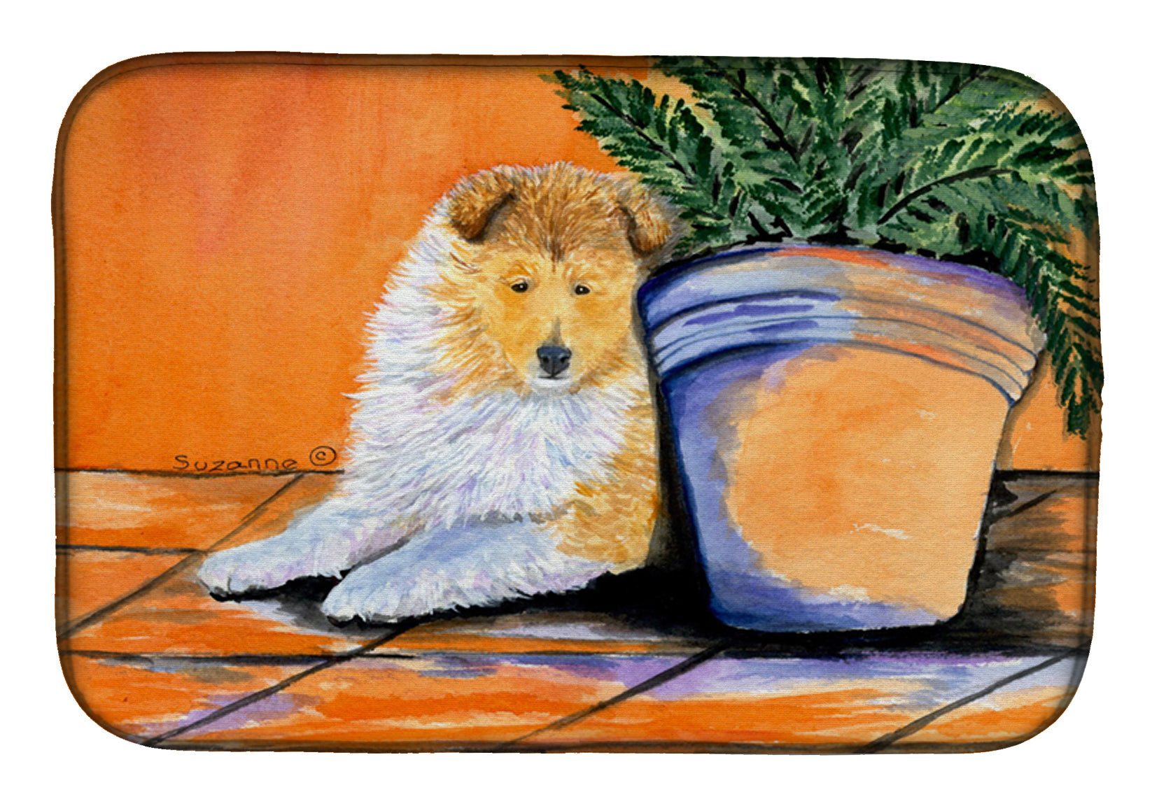 Sheltie Dish Drying Mat Absorbent Dish Drying Mat Pad for Kitchen Counter Dish Drainer Mat for Countertop, 14 x 21", Multicolor