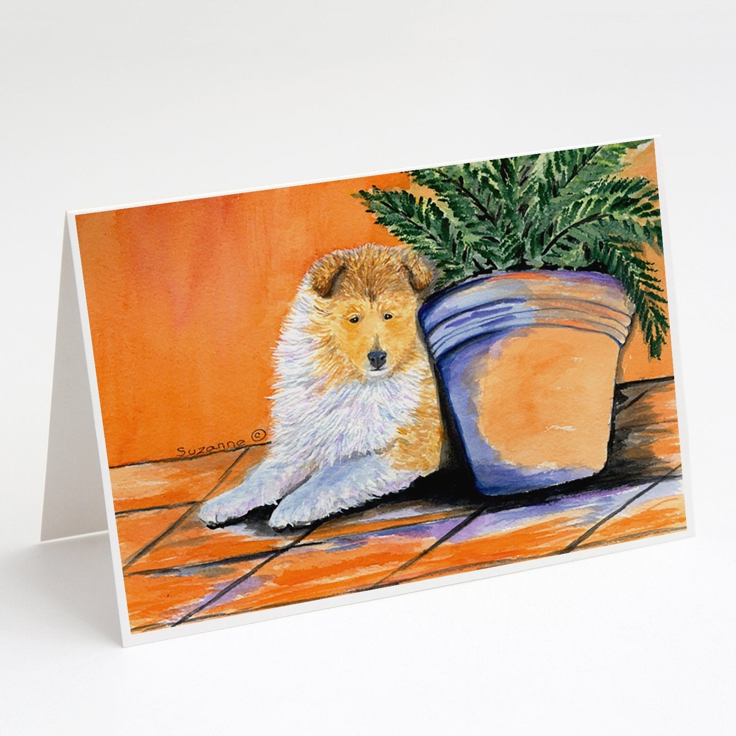 Sheltie Greeting Cards Pack of 8 Blank Cards with Envelopes Whimsical A7 Size 5x7