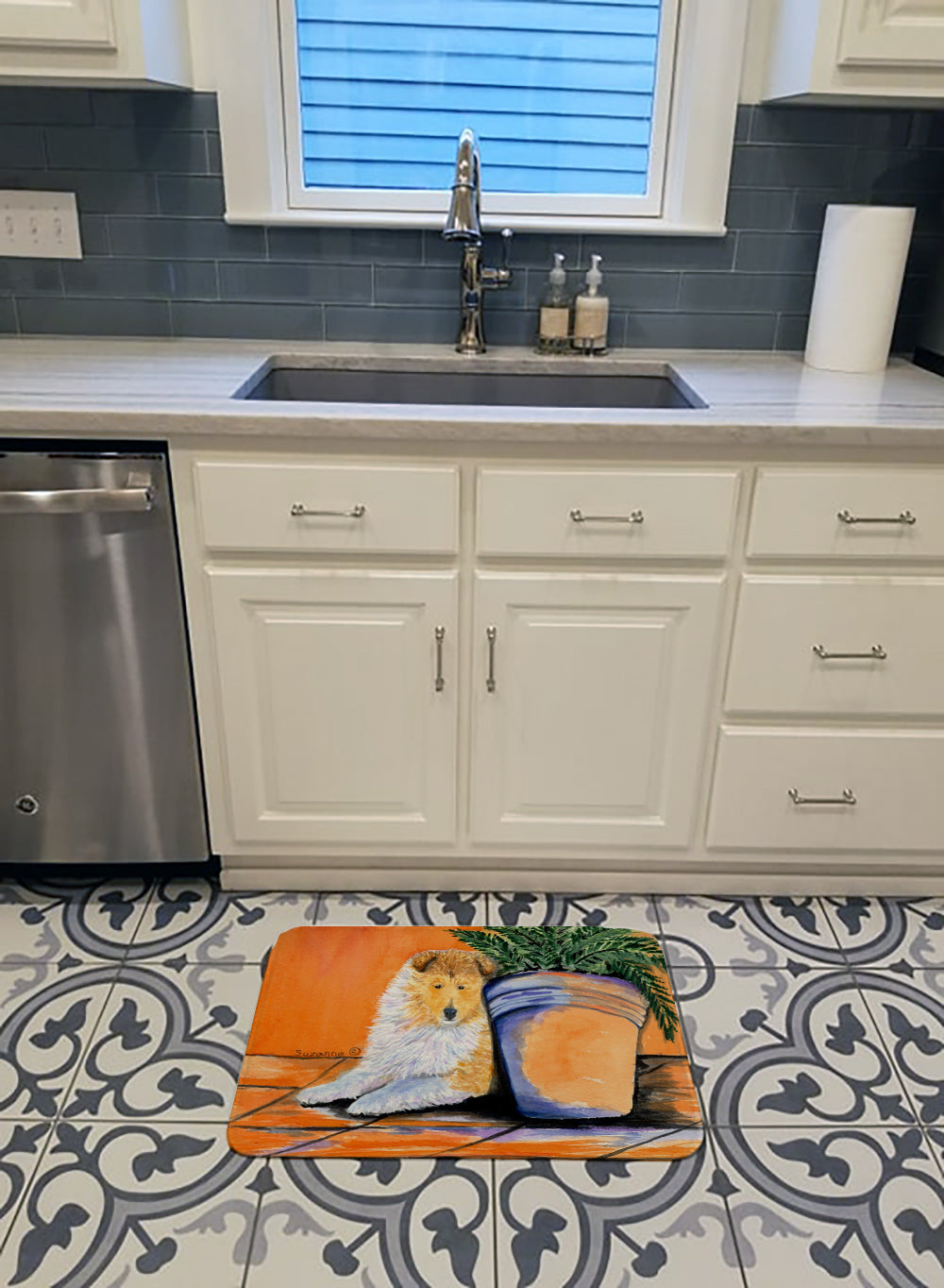 Sheltie Memory Foam Kitchen Mat Machine Washable Anti-Fatigue Cushion Comfort Bath or Kitchen Rug