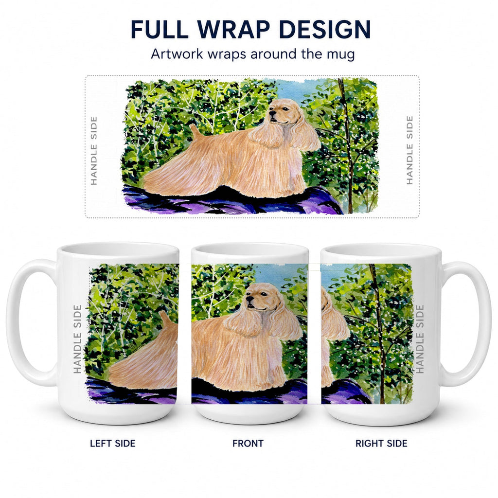 Cocker Spaniel Ceramic Coffee Mug 15 oz Decorative Large C Handle Mug Cup for Tea, Cocoa Hot Chocolate