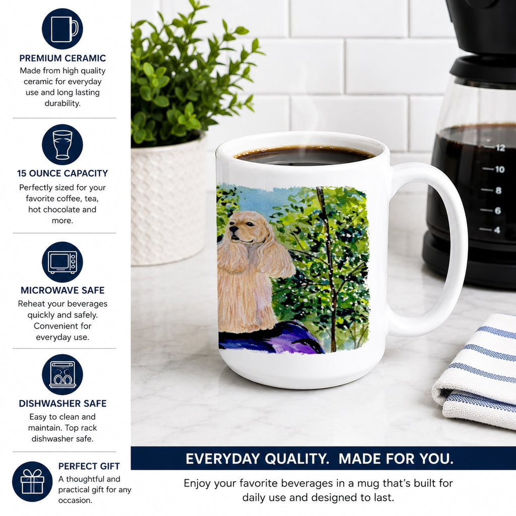 Cocker Spaniel Ceramic Coffee Mug 15 oz Decorative Large C Handle Mug Cup for Tea, Cocoa Hot Chocolate