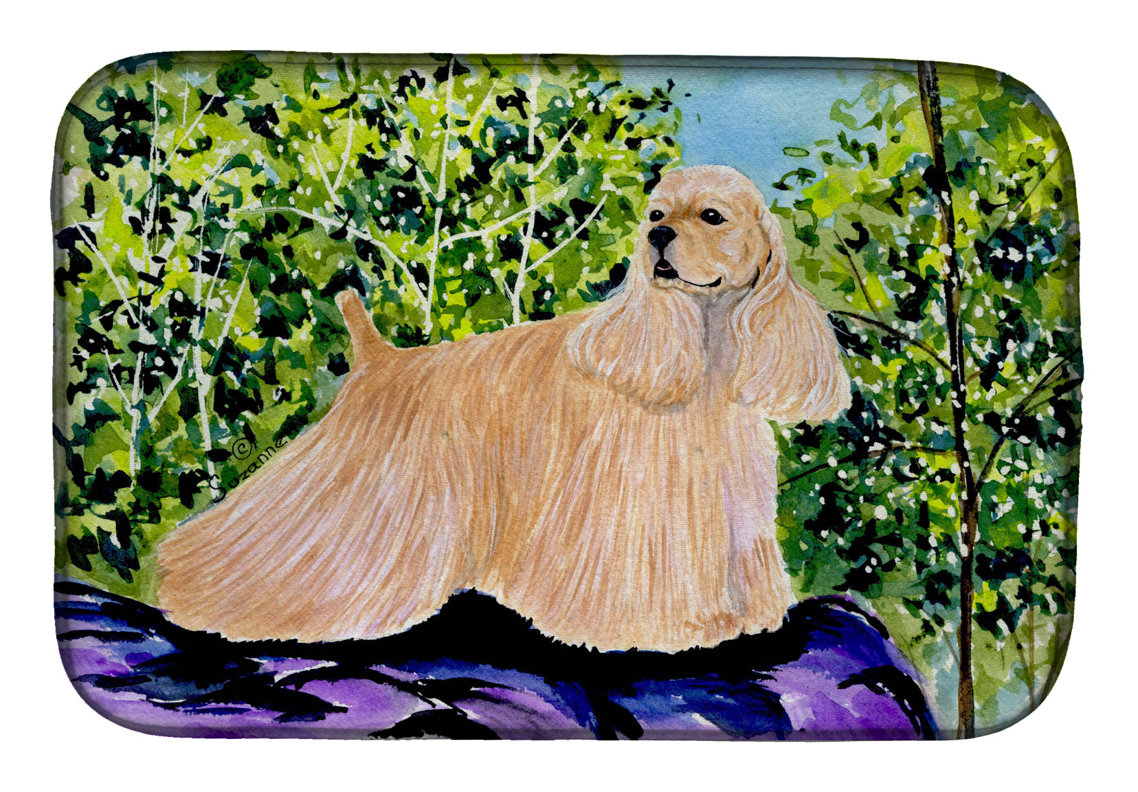 Cocker Spaniel Dish Drying Mat Absorbent Dish Drying Mat Pad for Kitchen Counter Dish Drainer Mat for Countertop, 14 x 21", Multicolor