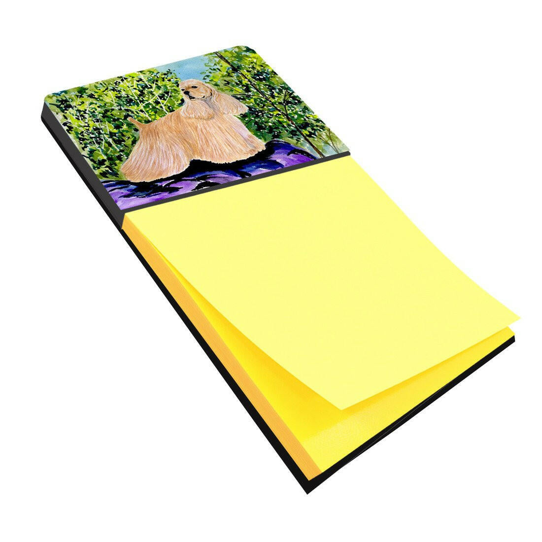 Cocker Spaniel Watercolor Sticky Note Holder Refillable Dispenser Desk Accessory 3x3 Pad Gift