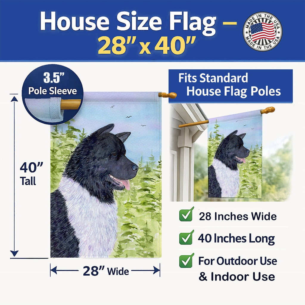 Akita House Flag 28x40 Porch Sleeve Pole Decorative Outside Yard Banner Artwork Wall Hanging, Polyester