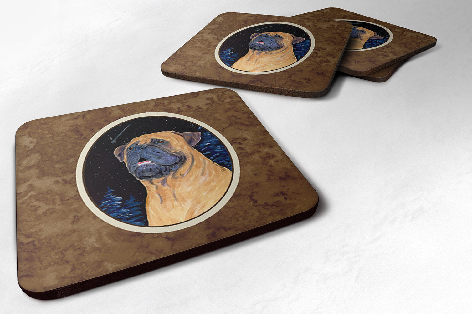 Bullmastiff Foam Coasters Set of 4 Cup Coasters for Indoor Outdoor, Tabletop Protection, Anti Slip, Mouse pad Material