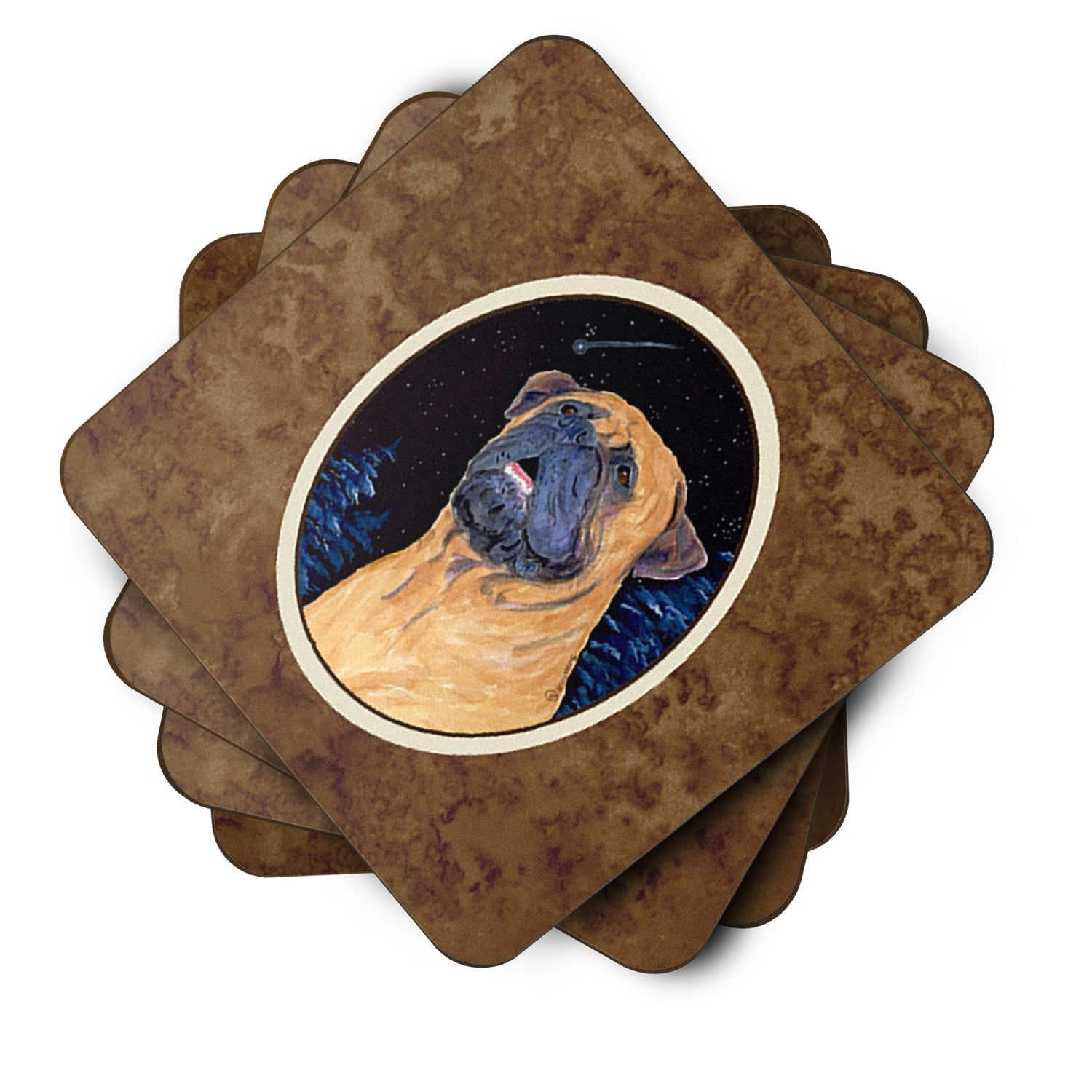Bullmastiff Foam Coasters Set of 4 Cup Coasters for Indoor Outdoor, Tabletop Protection, Anti Slip, Mouse pad Material