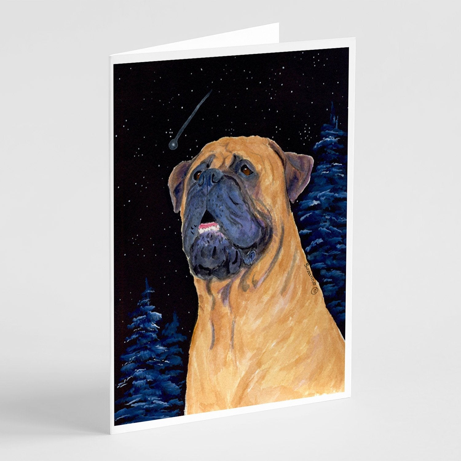 Bullmastiff Greeting Cards Pack of 8 Blank Cards with Envelopes Whimsical A7 Size 5x7