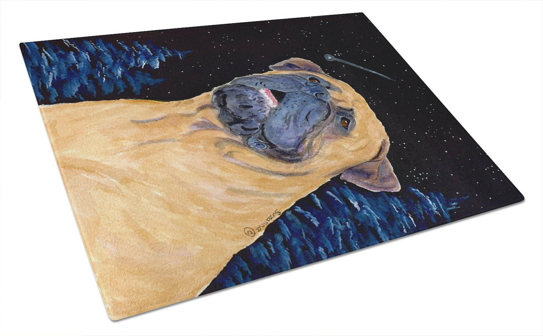 Bullmastiff Cutting Board Tempered Glass Kitchen Cutting Surface, Heat Resistant Chopping, Non-Slip Feet, Food Prep & Serving
