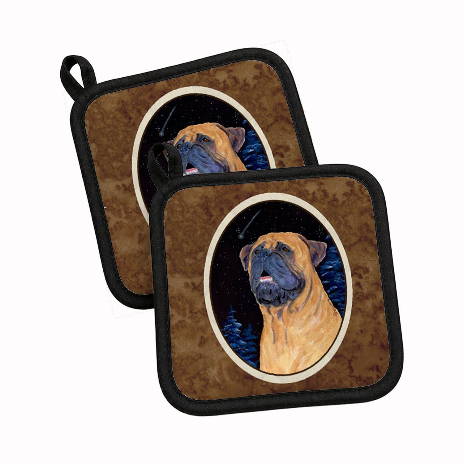 Bullmastiff Pot Holder Set of 2 Heat Resistant Quilted Hot Pads 7.5 x 7.5 Inch, Insulated Kitchen Trivets for Cooking & Baking