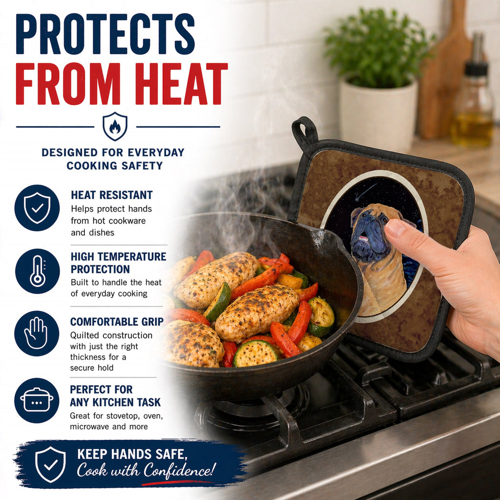 Bullmastiff Pot Holder Set of 2 Heat Resistant Quilted Hot Pads 7.5 x 7.5 Inch, Insulated Kitchen Trivets for Cooking & Baking