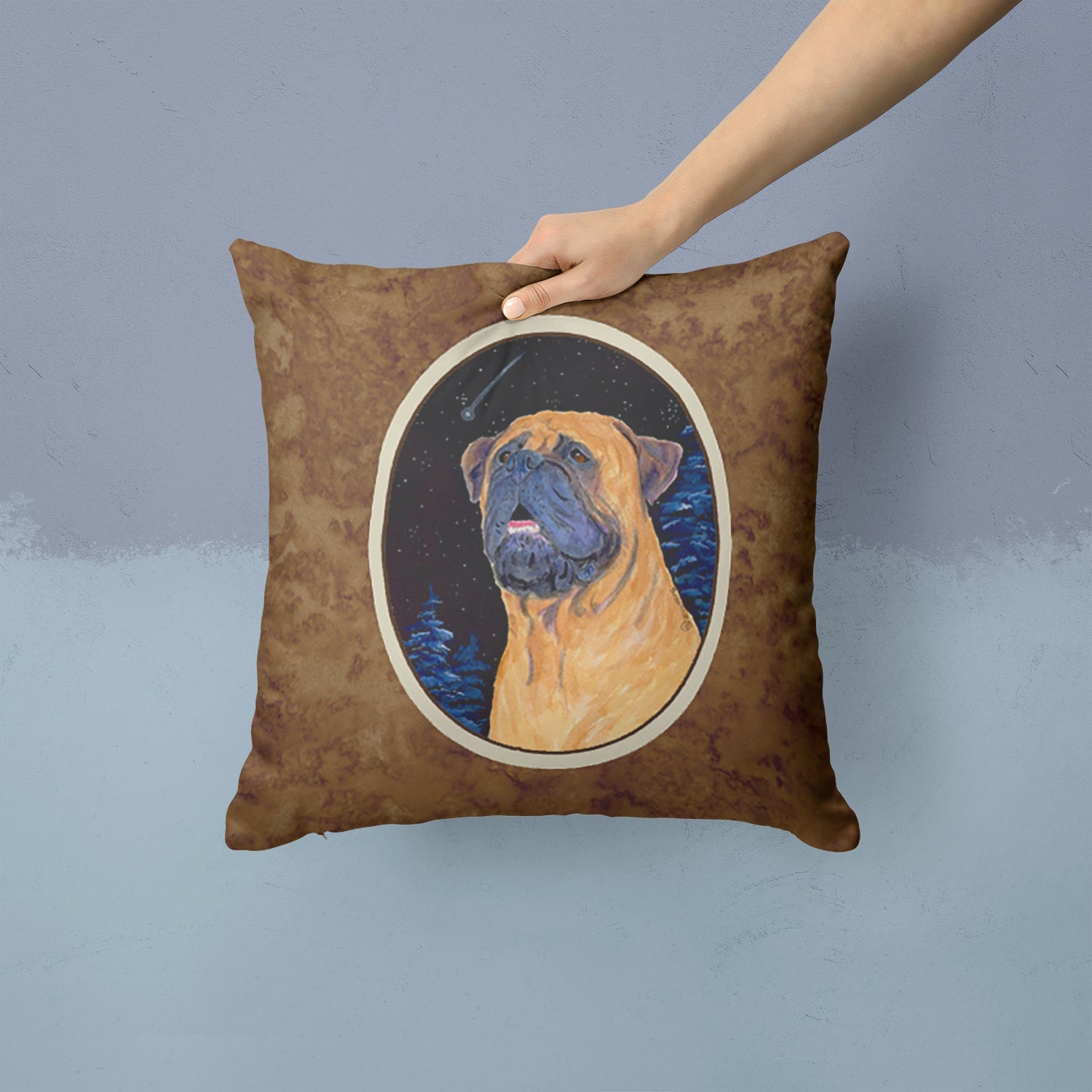 Bullmastiff Decorative Throw Pillow 14x14 Indoor Outdoor Accent Cushion, Fabric Cover with Insert for Sofa, Bed, Porch & Living Room