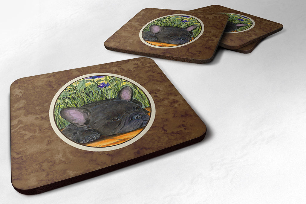 French Bulldog Foam Coasters Set of 4 Cup Coasters for Indoor Outdoor, Tabletop Protection, Anti Slip, Mouse pad Material
