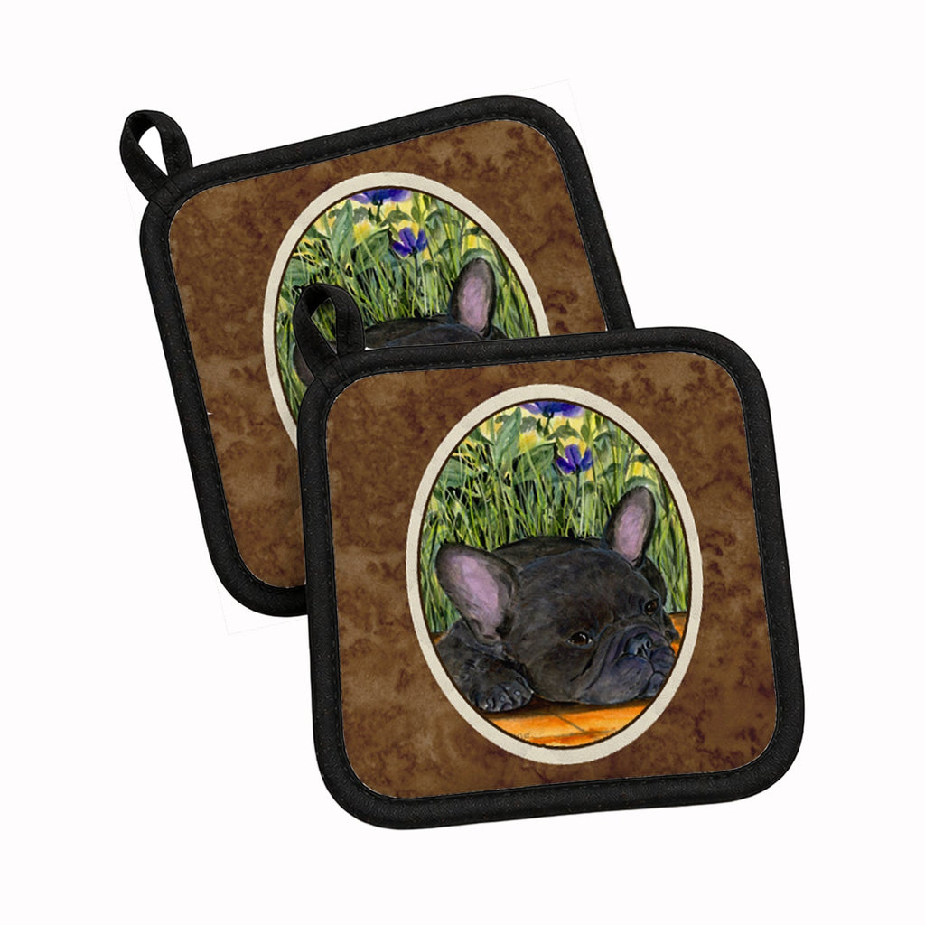 French Bulldog Pot Holder Set of 2 Heat Resistant Quilted Hot Pads 7.5 x 7.5 Inch, Insulated Kitchen Trivets for Cooking & Baking