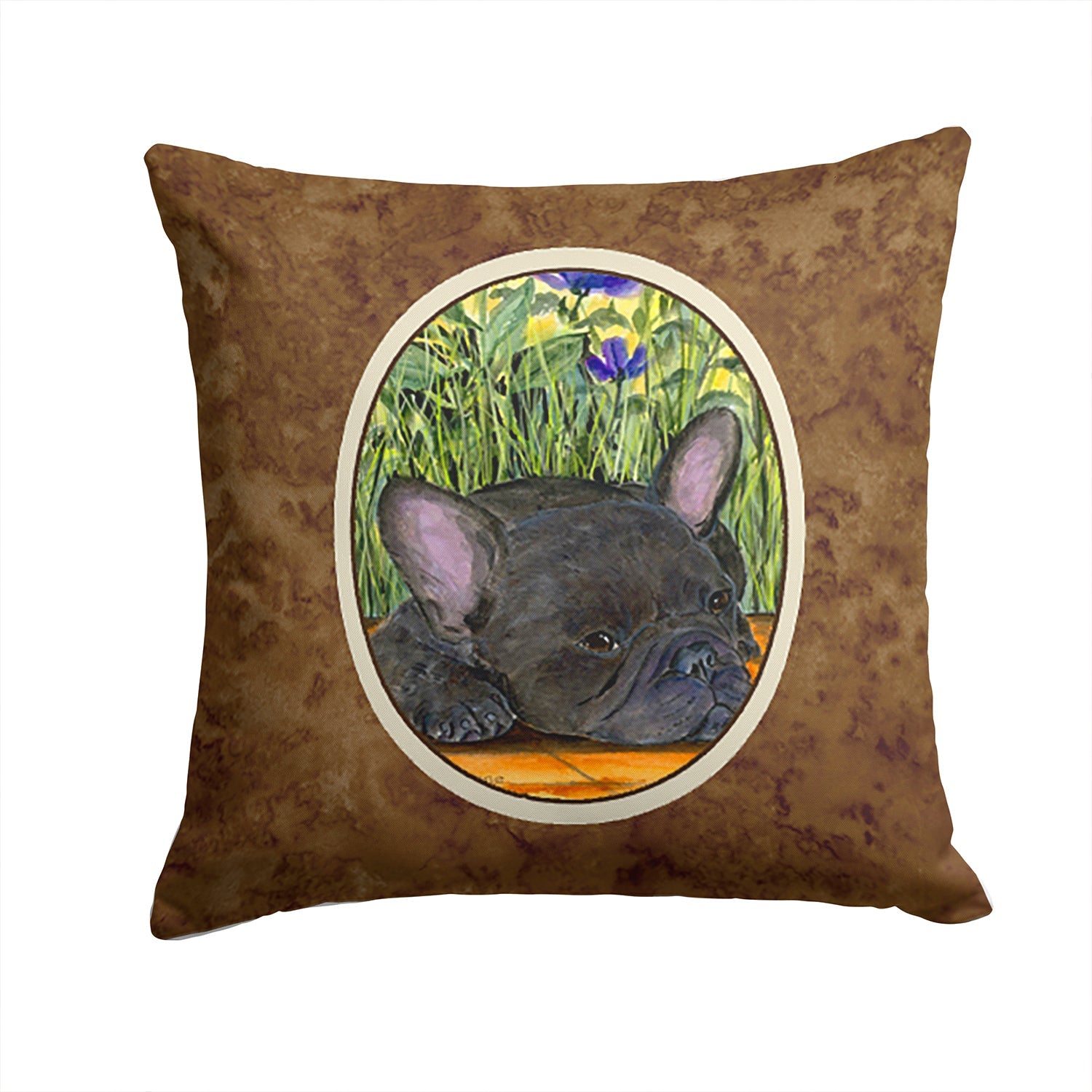French Bulldog Decorative Throw Pillow 14x14 Indoor Outdoor Accent Cushion, Fabric Cover with Insert for Sofa, Bed, Porch & Living Room
