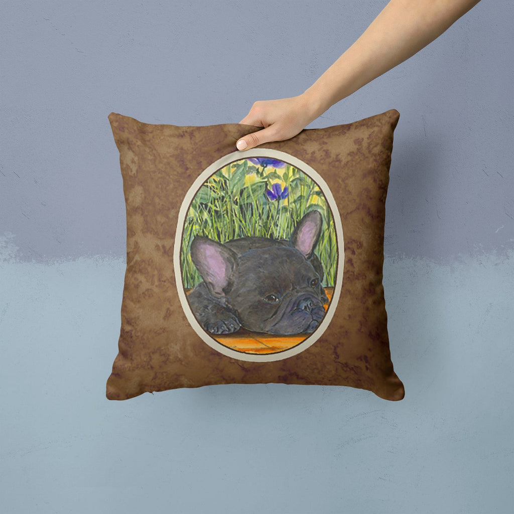 French Bulldog Decorative Throw Pillow 14x14 Indoor Outdoor Accent Cushion, Fabric Cover with Insert for Sofa, Bed, Porch & Living Room