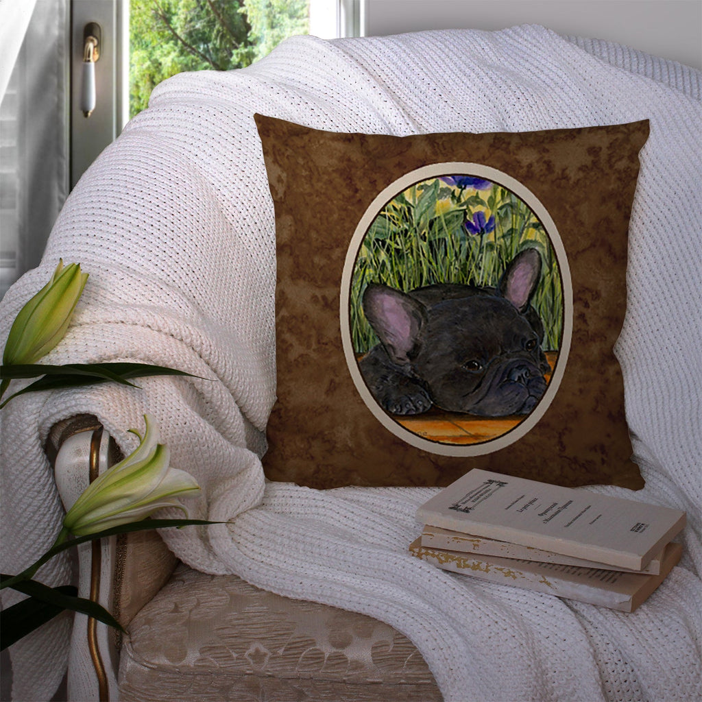 French Bulldog Decorative Throw Pillow 14x14 Indoor Outdoor Accent Cushion, Fabric Cover with Insert for Sofa, Bed, Porch & Living Room
