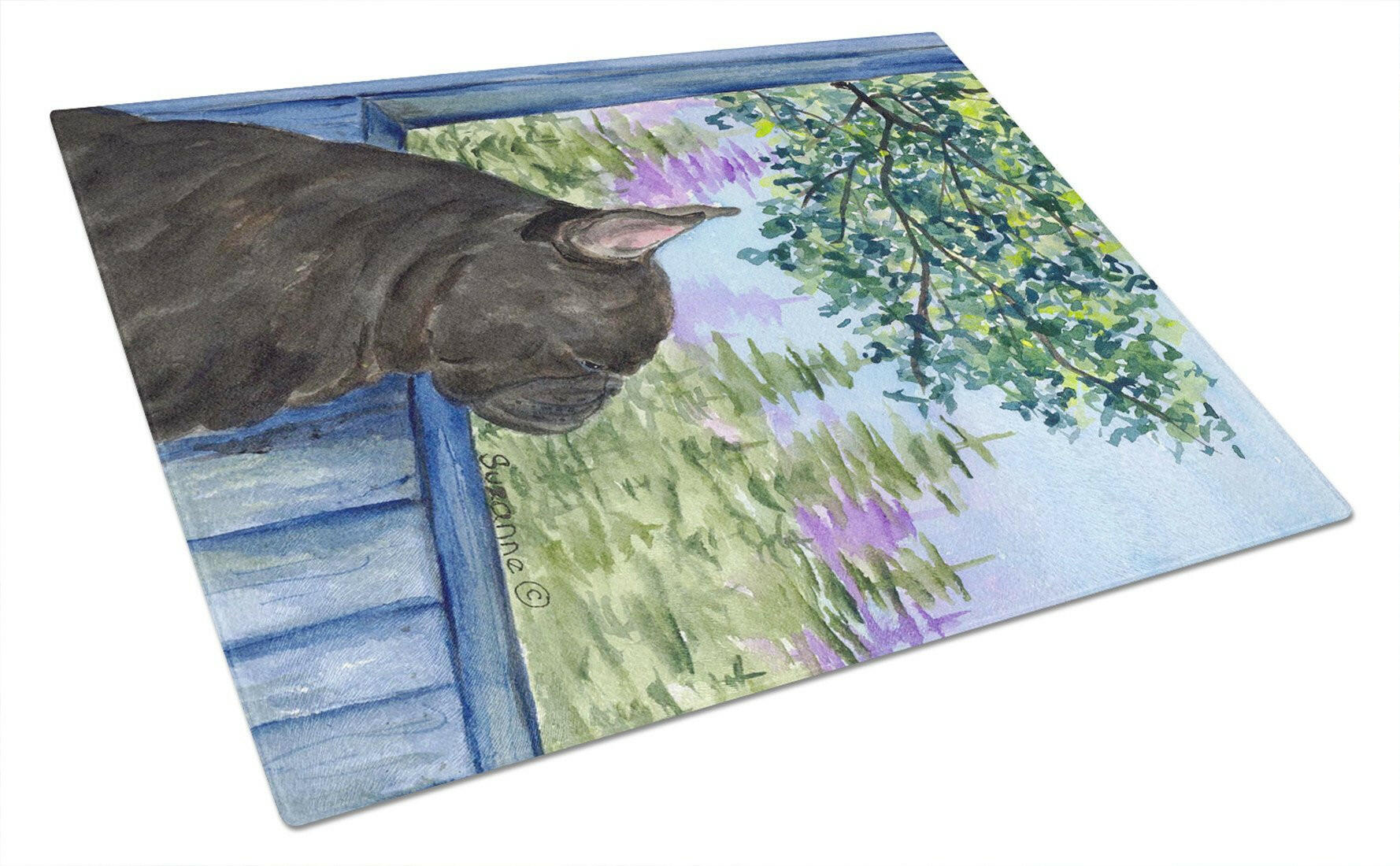 French Bulldog Cutting Board Tempered Glass Kitchen Cutting Surface, Heat Resistant Chopping, Non-Slip Feet, Food Prep & Serving
