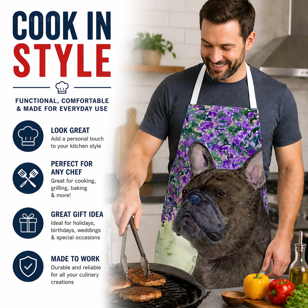 French Bulldog Apron Cooking Kitchen Server Baking Crafts Gardening for Adult Women Men, Unisex, Large, Multicolor