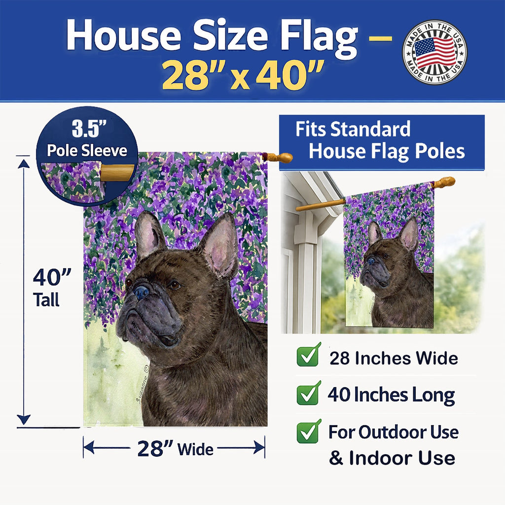 French Bulldog House Flag 28x40 Porch Sleeve Pole Decorative Outside Yard Banner Artwork Wall Hanging, Polyester