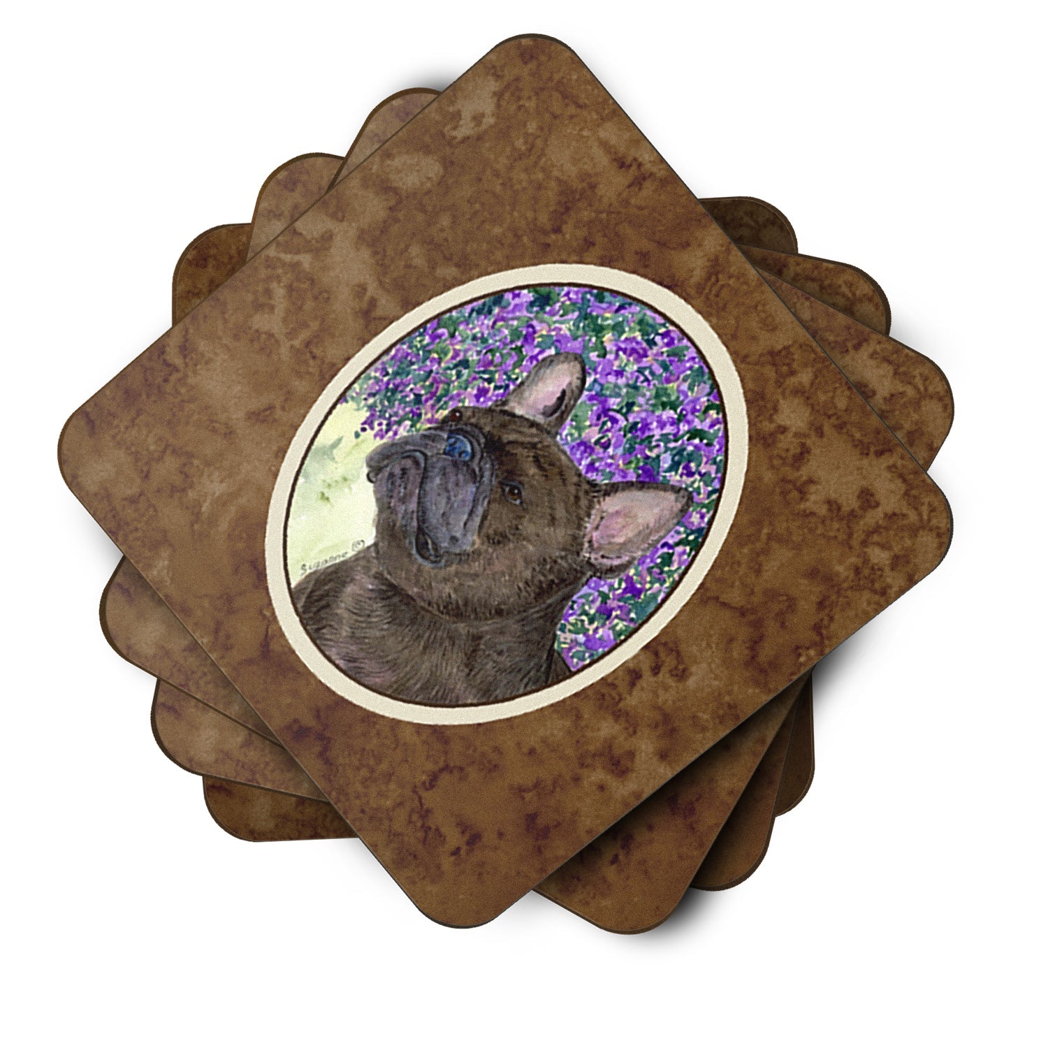 French Bulldog Foam Coasters Set of 4 Cup Coasters for Indoor Outdoor, Tabletop Protection, Anti Slip, Mouse pad Material