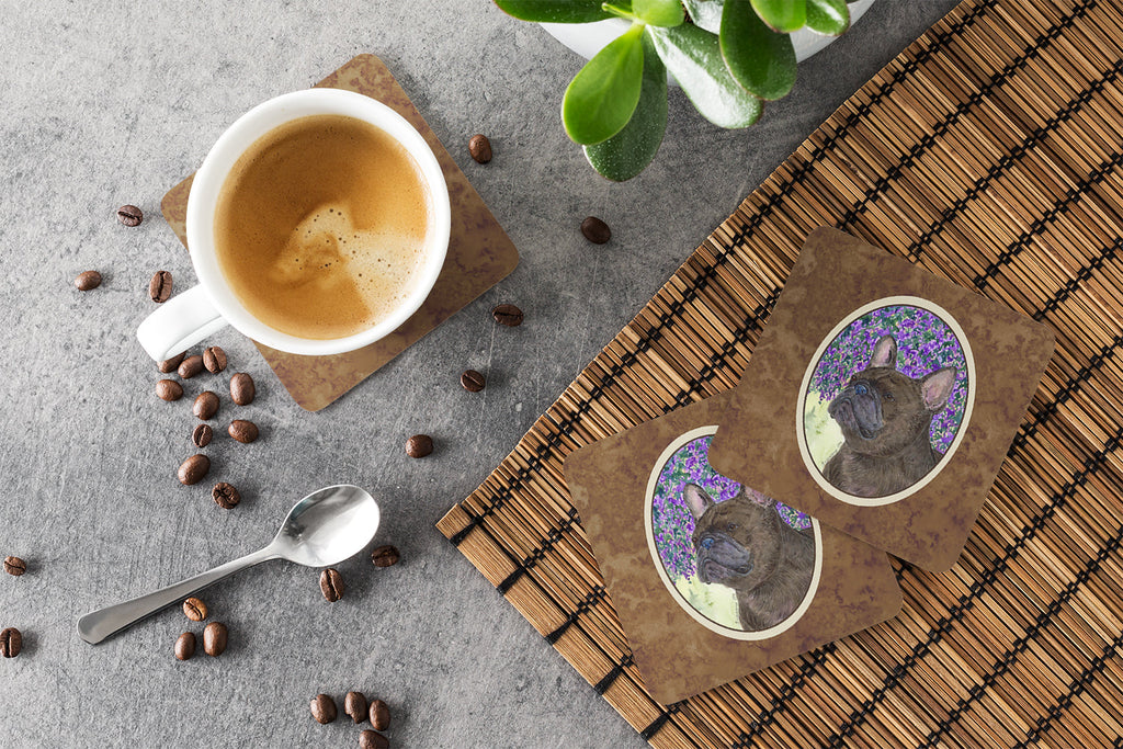 French Bulldog Foam Coasters Set of 4 Cup Coasters for Indoor Outdoor, Tabletop Protection, Anti Slip, Mouse pad Material