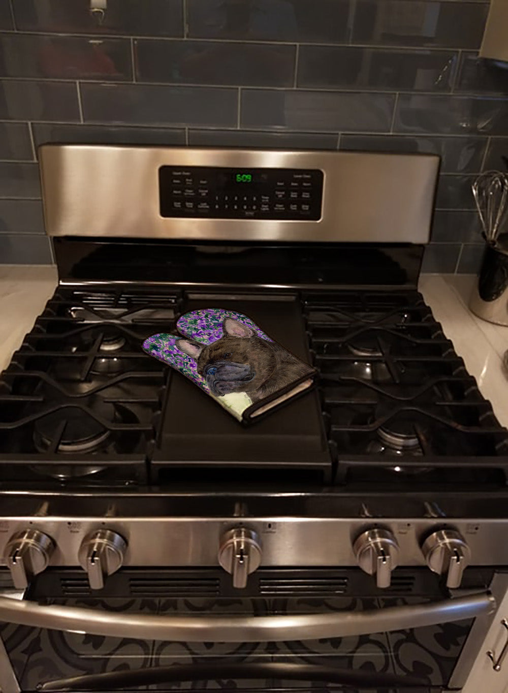 French Bulldog Oven Mitt Heat Resistant Thick Oven Mitt for Hot Pans and Oven, Kitchen Mitt Protect Hands, Cooking Baking Glove