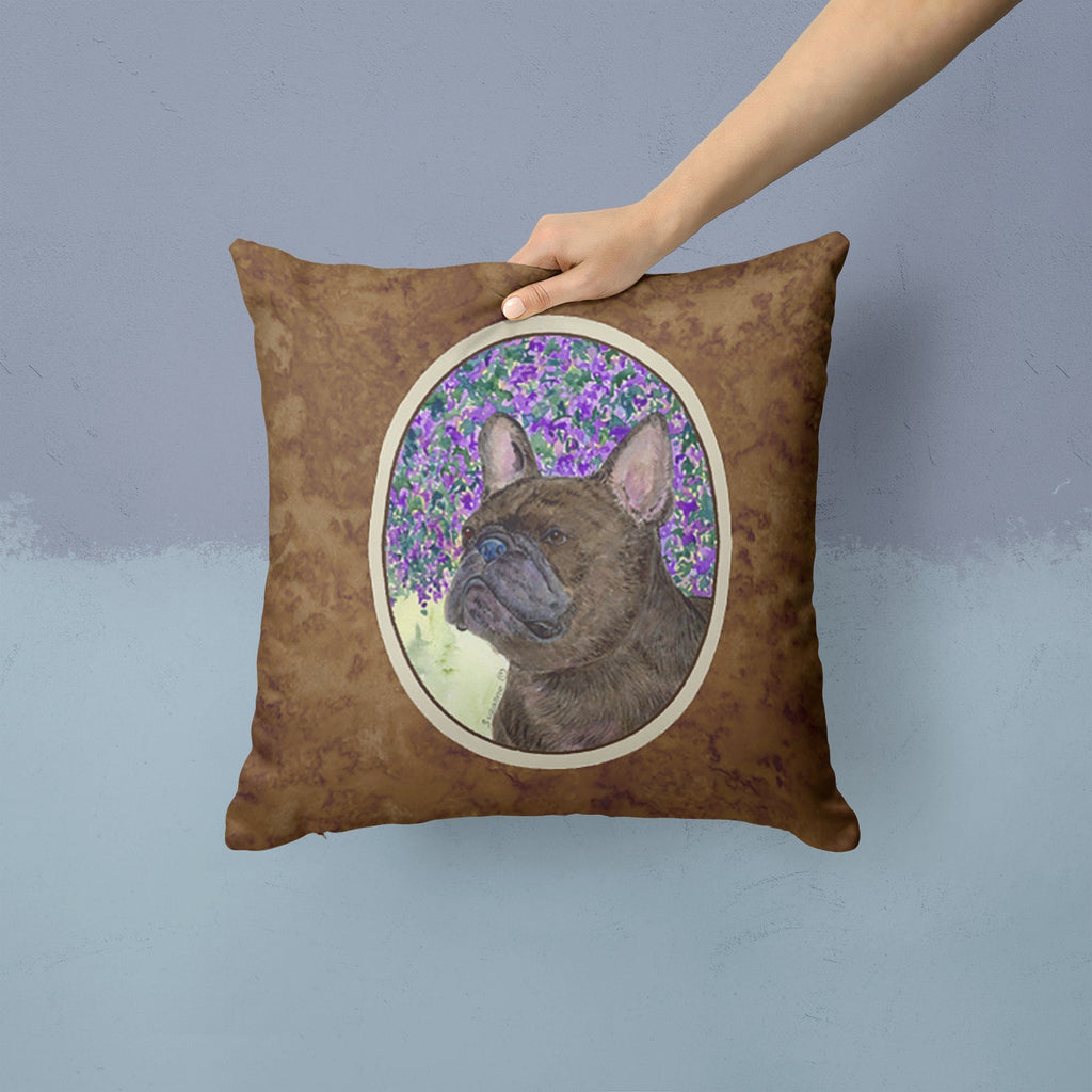 French Bulldog Decorative Throw Pillow 14x14 Indoor Outdoor Accent Cushion, Fabric Cover with Insert for Sofa, Bed, Porch & Living Room